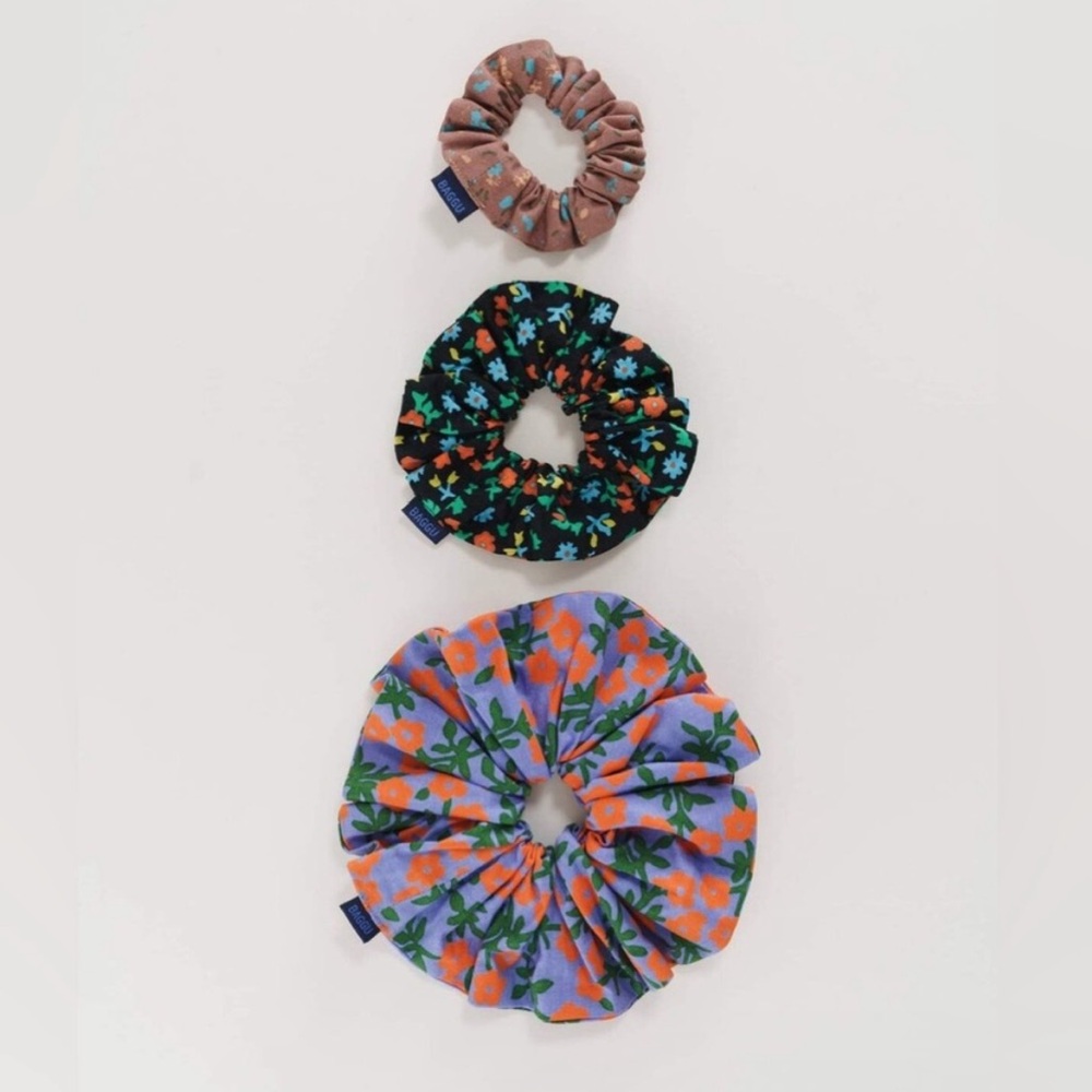 Baggu calico florals scrunchie set